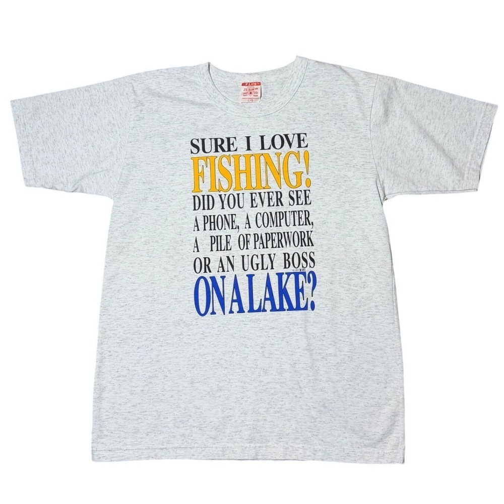 Vintage 90s Fishing Humour Novelty Slogan Quote Dad Joke Funny Triblend T-shirt